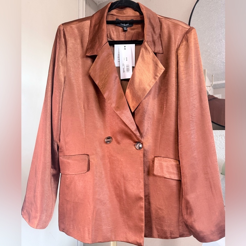 NWT - Aakaa Shimmering Bronze Blazer - Size M - Picture 2 of 15